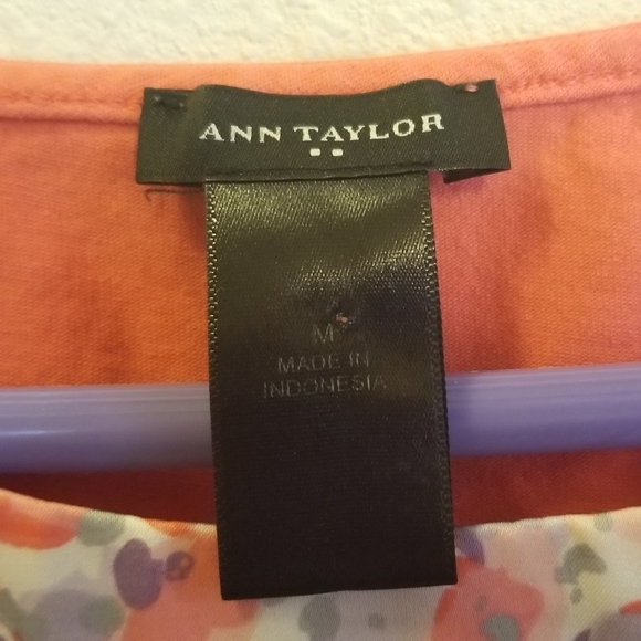 Ann Taylor Coral Lavender Floral Tank Women's sz M - Picture 3 of 4